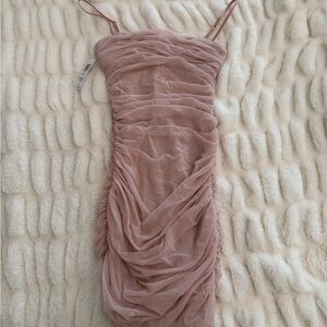 Babaton Ruched Dress in Soft Pink